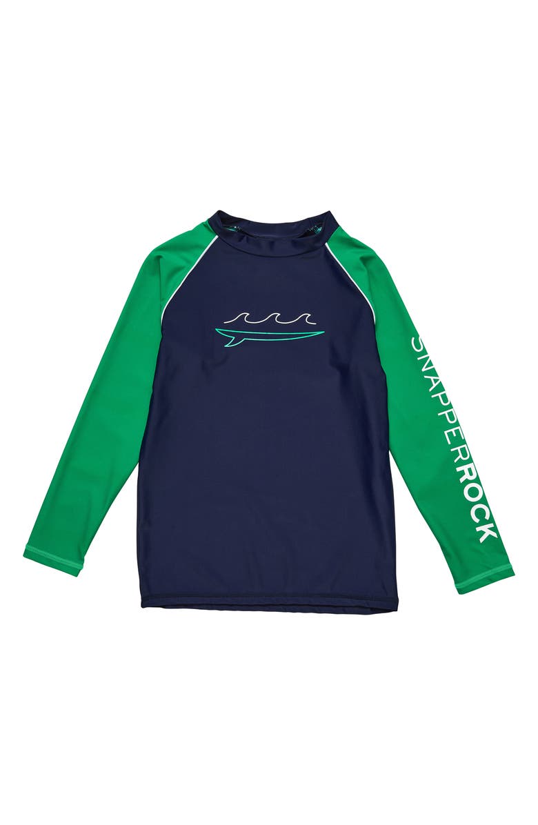 Snapper Rock Kids' Surf Wave Graphic Rashguard, Main, color, Blue