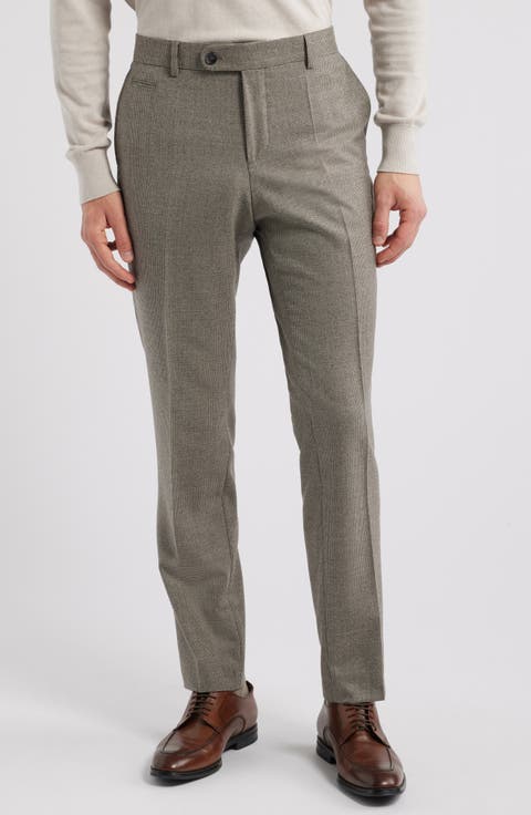 Genius Flat Front Microcheck Stretch Wool Dress Pants