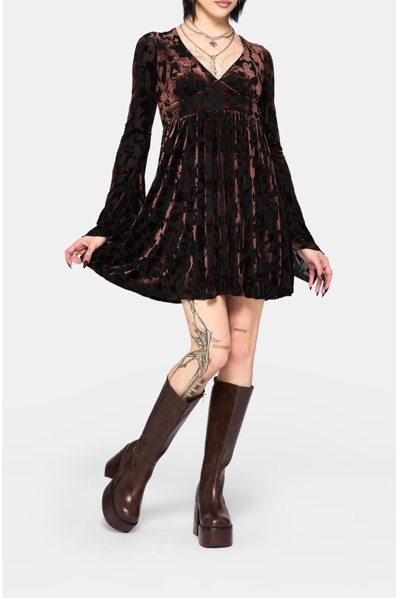 Dakota Flare Sleeve Mini Dress, Alternate, color, Brown