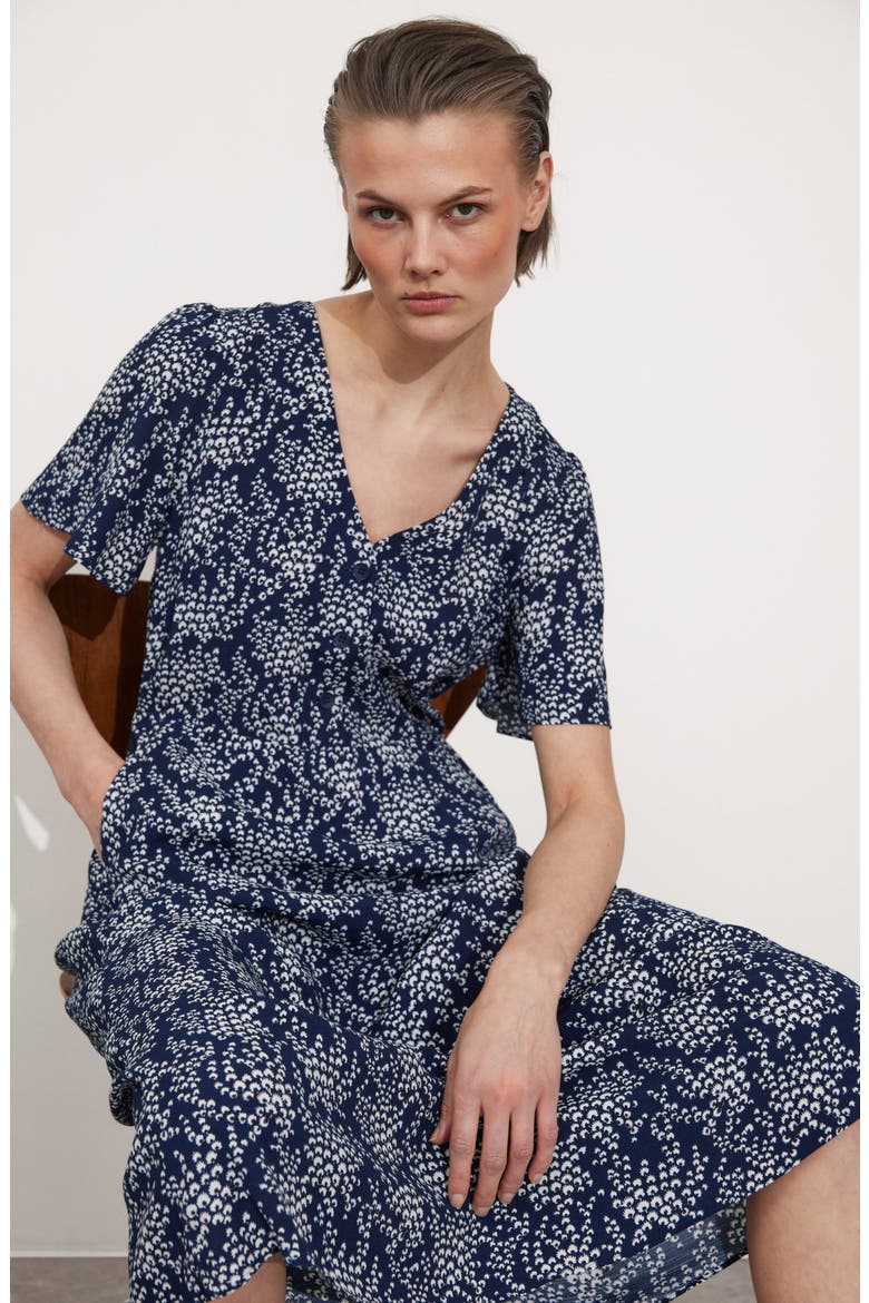 Floral Print Midi Dress, Alternate, color, GOJI AOP