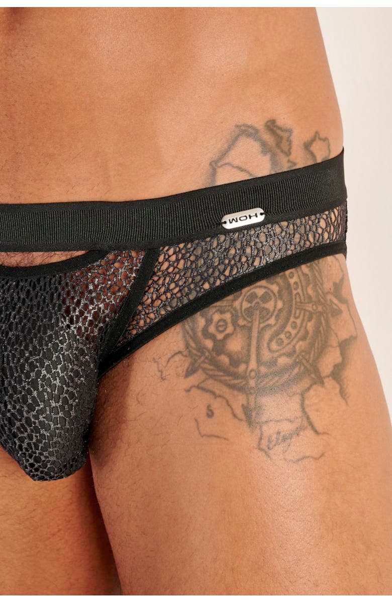 HOM Night Universe Lace Front Mini Briefs, Alternate, color, Silver Grey