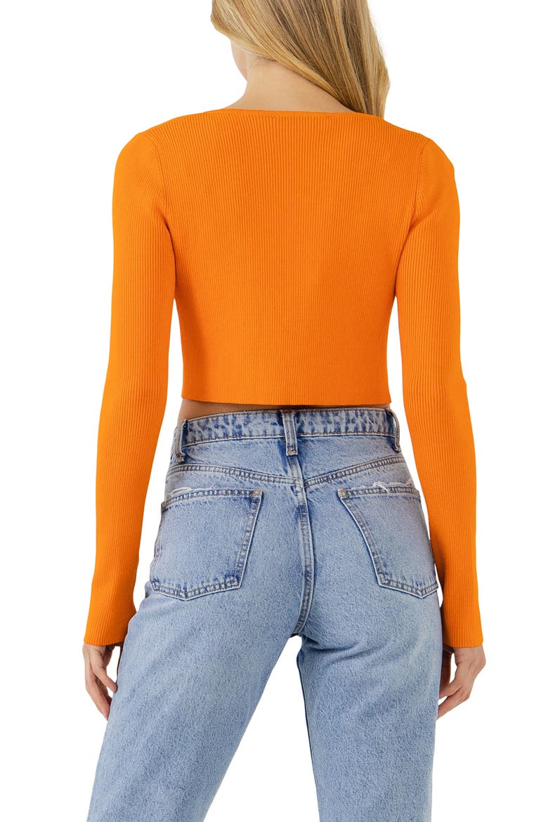 Ribbed Crop Cardigan, Alternate, color, ORANGE