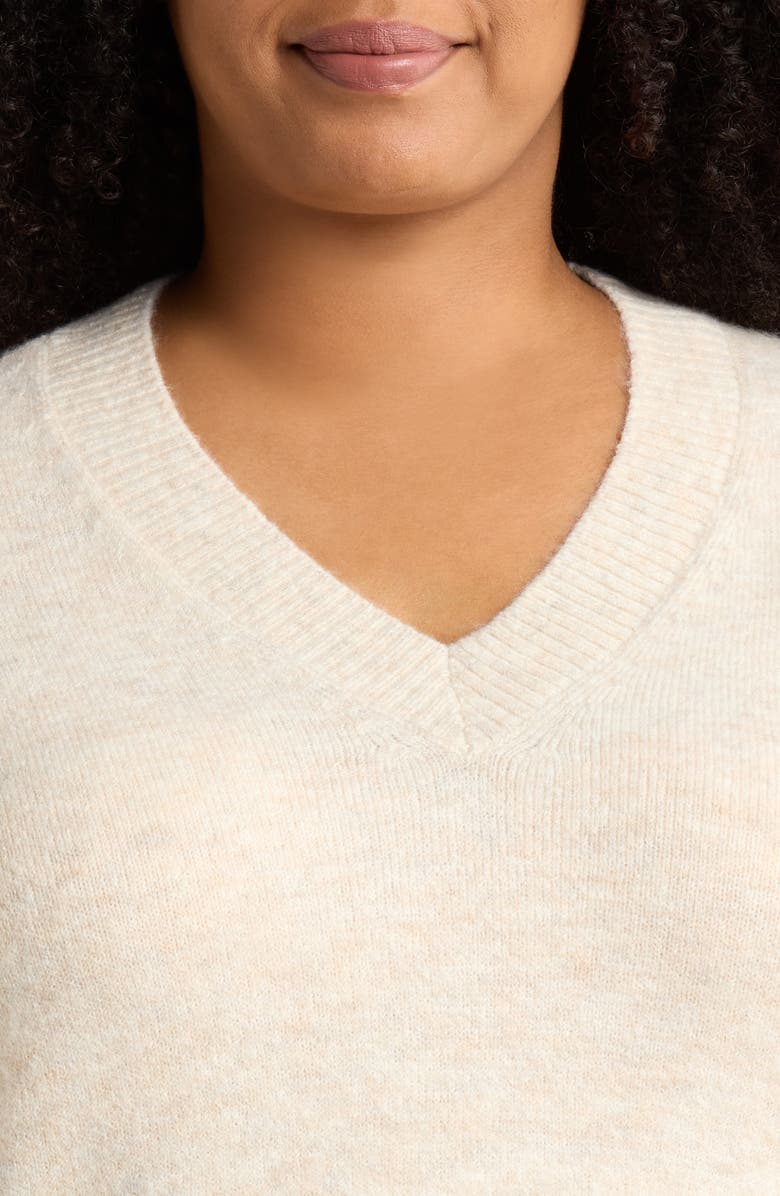 Vince Camuto Colorblock V-Neck Sweater, Alternate, color, Malted