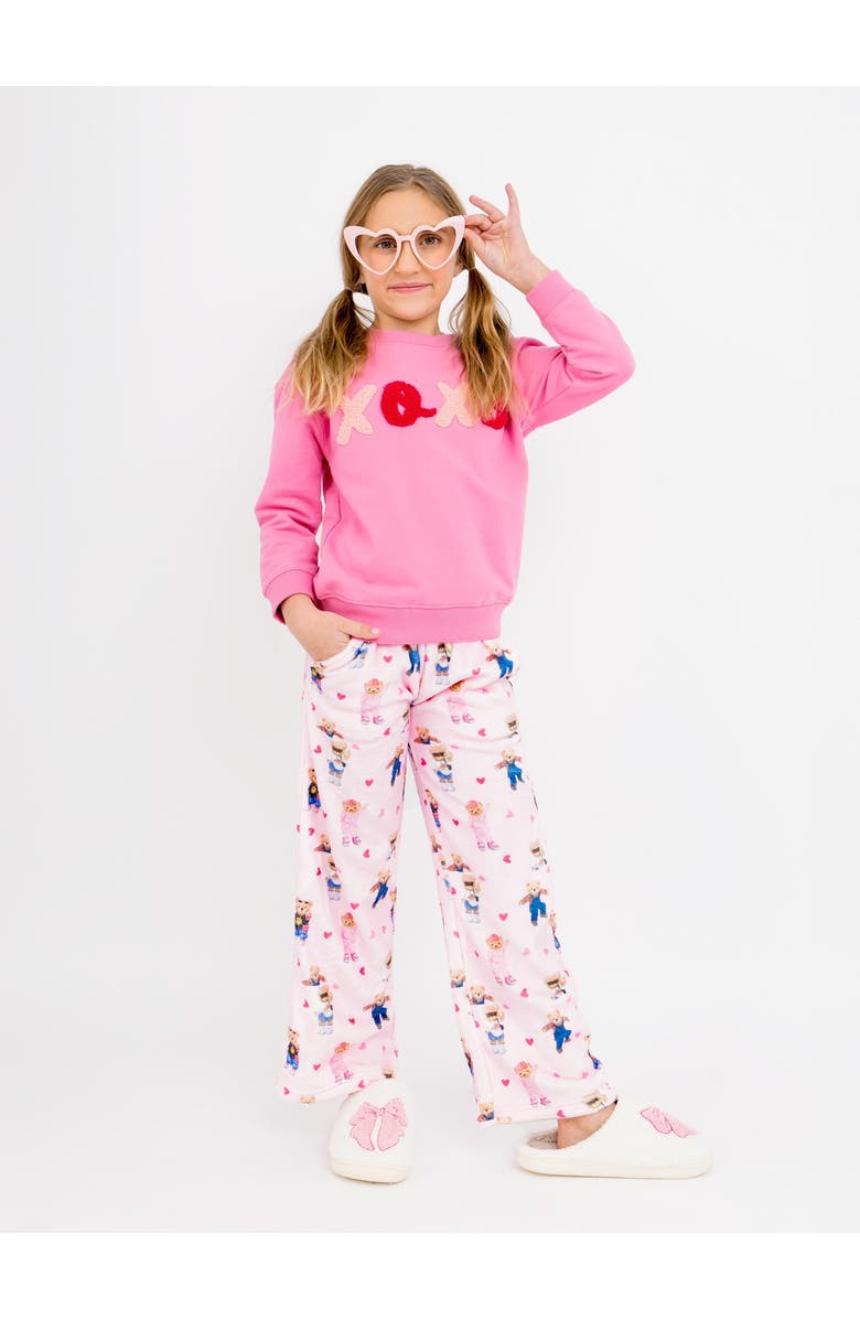 Preppy Goose Plush Teddy Bears loungewear pant, Main, color, Light Pink