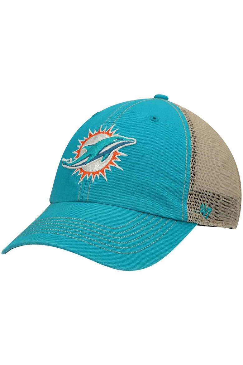 Men's '47 Aqua/Natural Miami Dolphins Trawler Trucker Clean Up Snapback Hat, Main, color, Aqua
