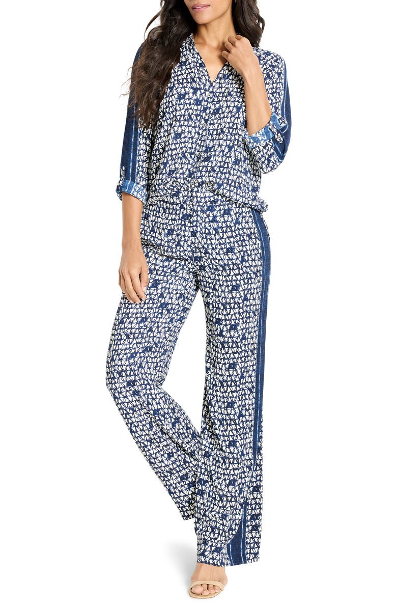 NIC+ZOE Etched Angles Wide Leg Pants, Alternate, color, Indigo Multi