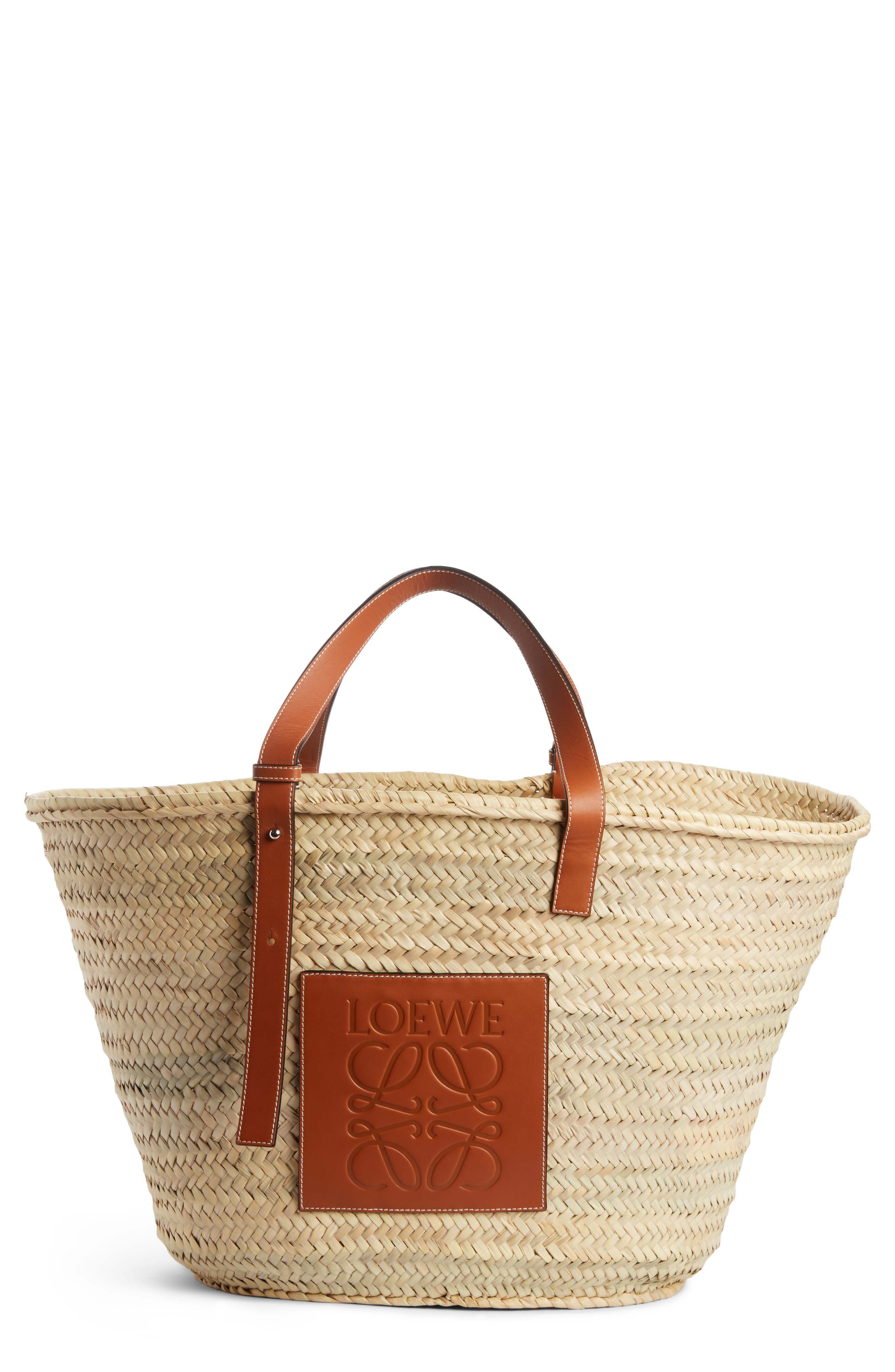 Loewe Large Logo Straw Tote, Main, color, 