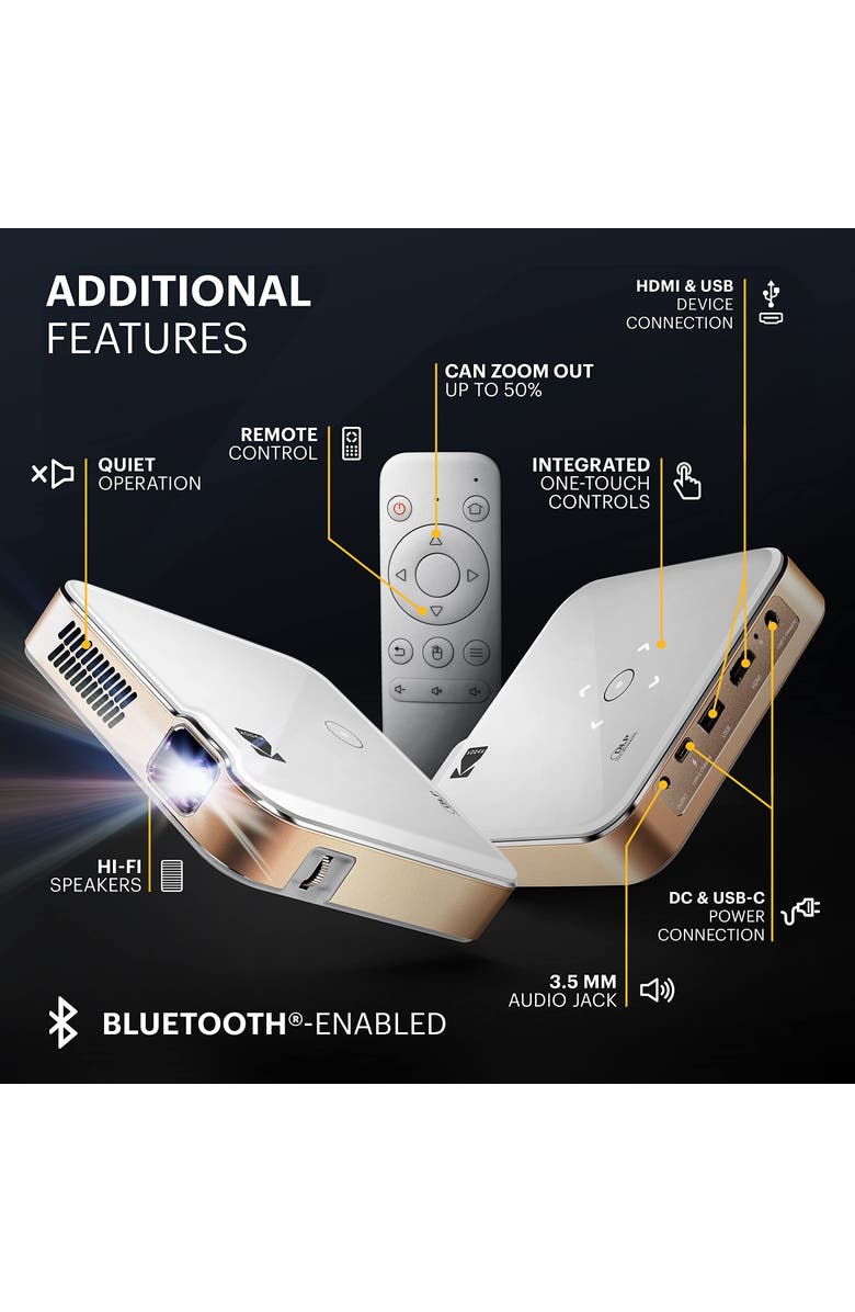 Kodak Luma 400 Smart Projector, HD Portable Pico Projector with Wi-Fi, Bluetooth 
Tripod, Alternate, color, White