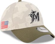 New Era Men's New Era Light Beige/Olive Miami Marlins 2025 Armed Forces Day 39THIRTY Flex Hat