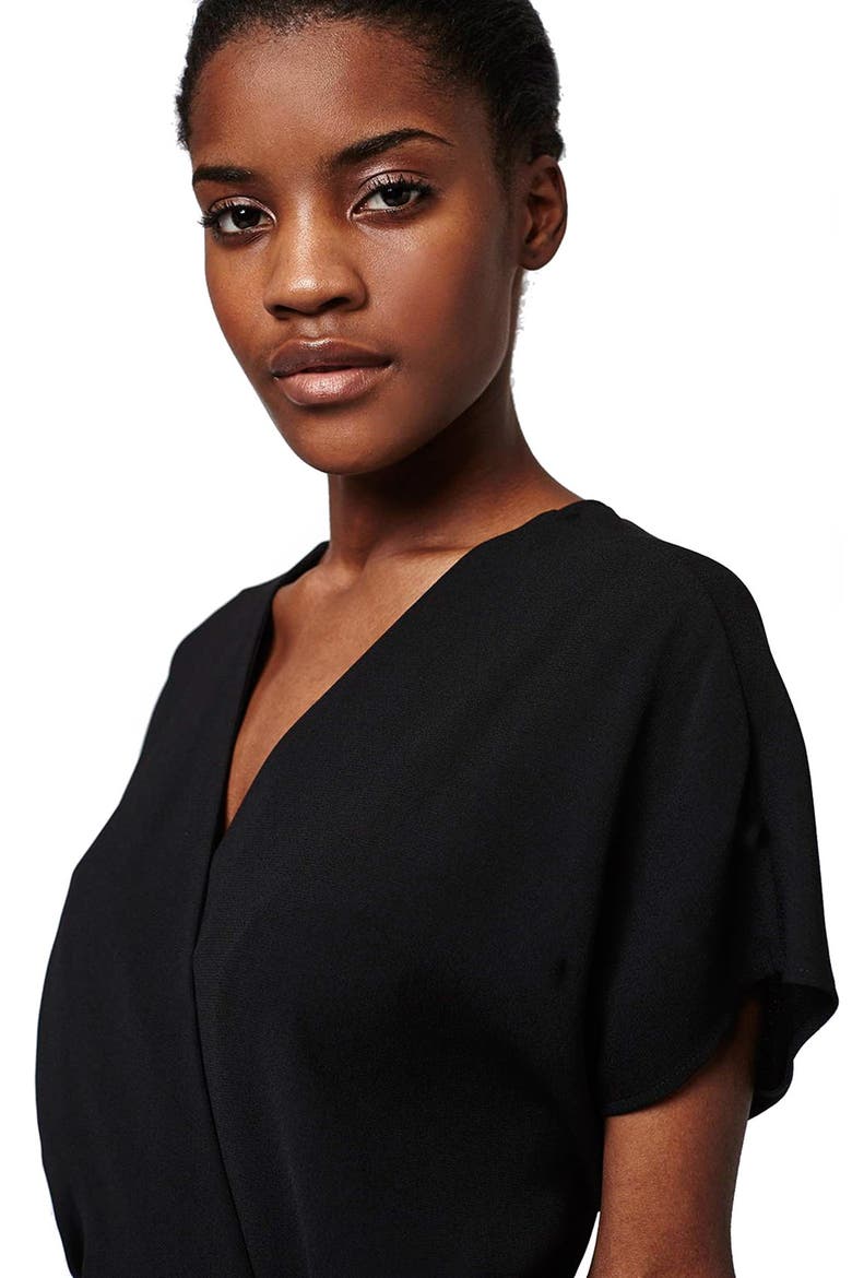 Crepe Wrap Dress, Alternate, color, BLACK