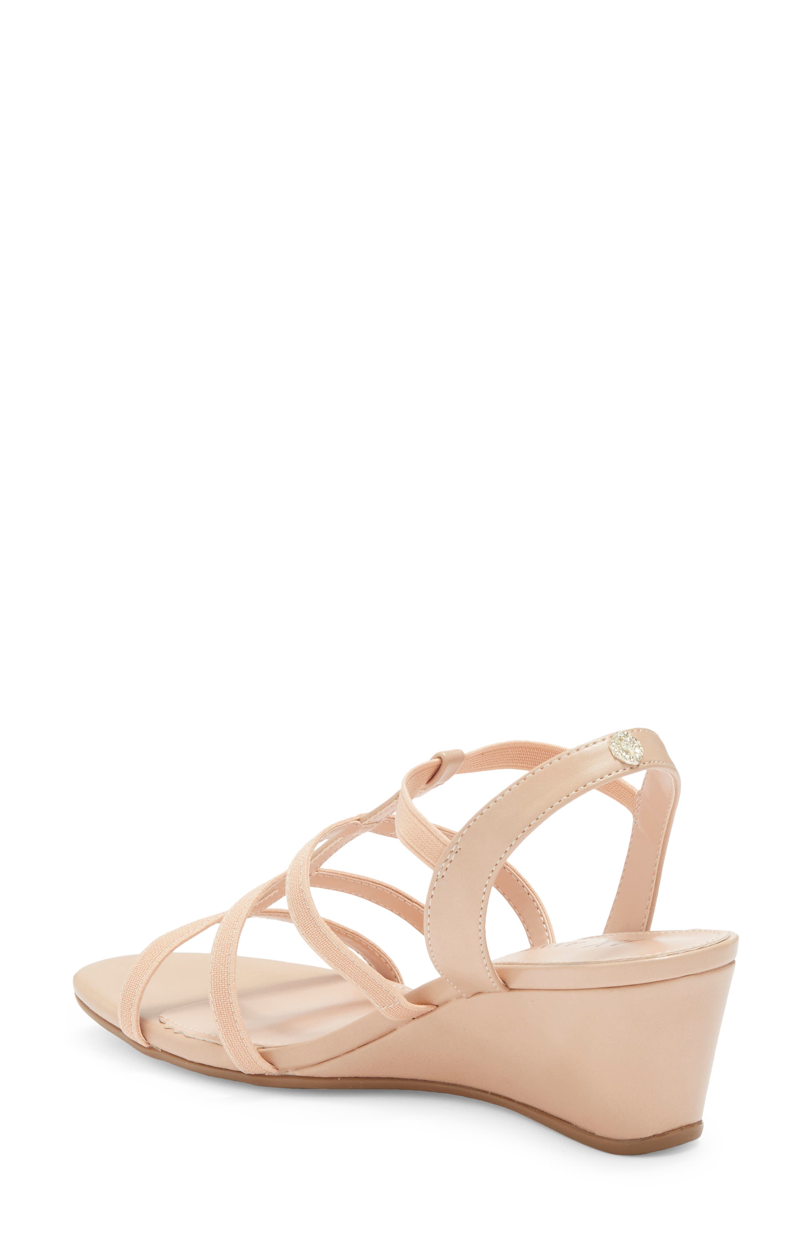 Anne Klein Bijou Strappy Wedge Sandal, Alternate, color, Beige