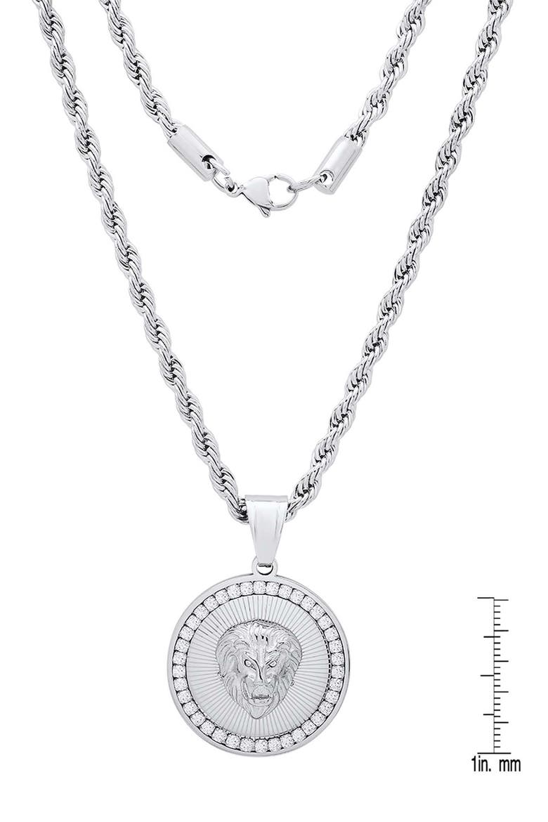 Men's 18k Gold Plated Lion Pendant Necklace, Alternate, color, SILVER
