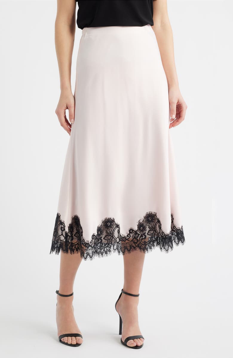 Anne Klein Lace Trim Midi Skirt, Main, color, 