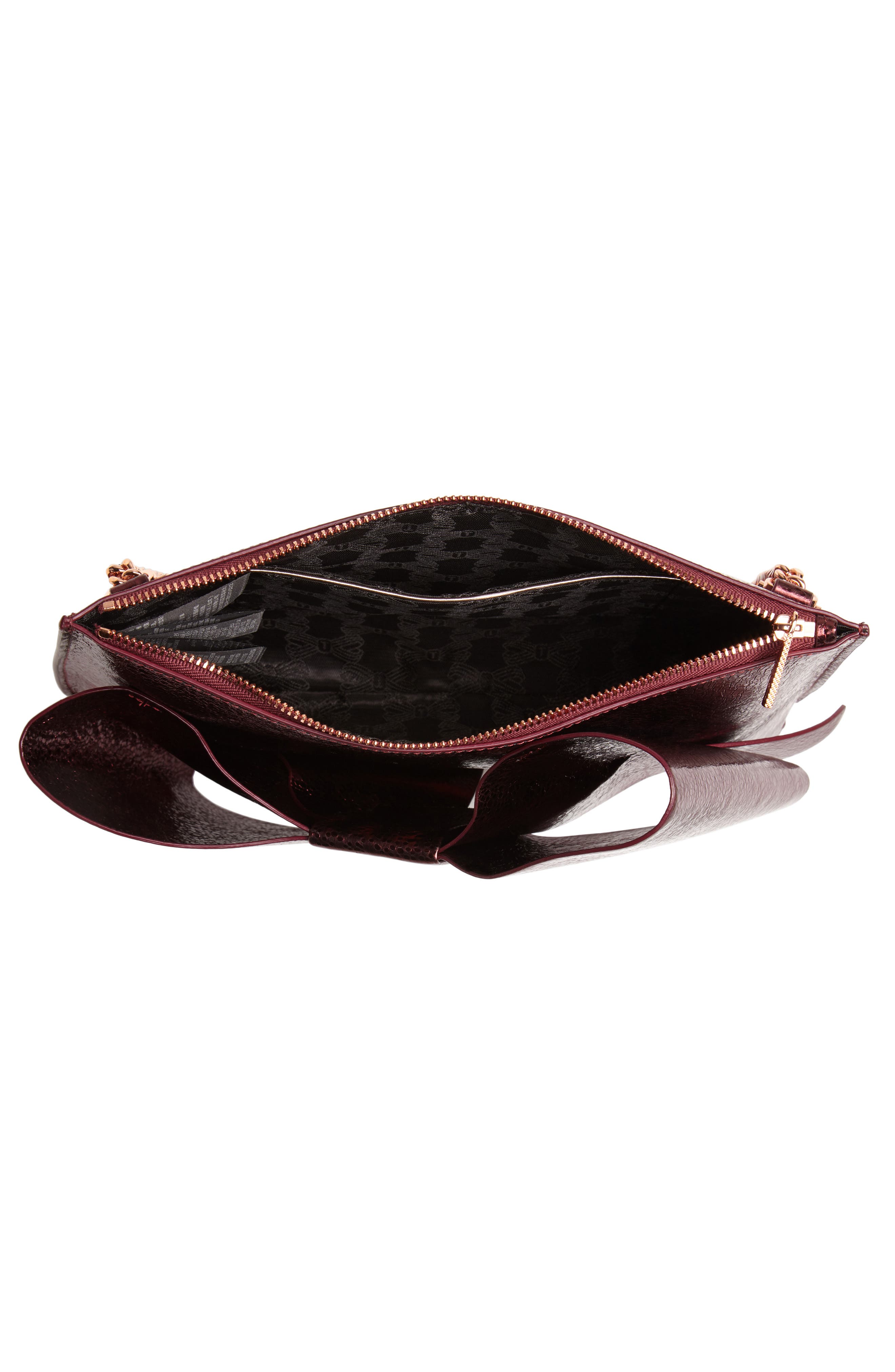 Aliysa Crackle Bow Leather Clutch, Alternate, color, MAROON