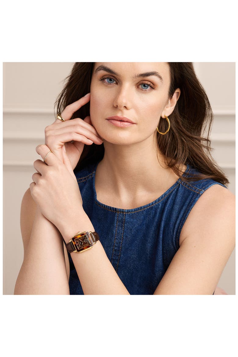 Deco Sport Mid Leather Strap Watch, Alternate, color, TORTOISE