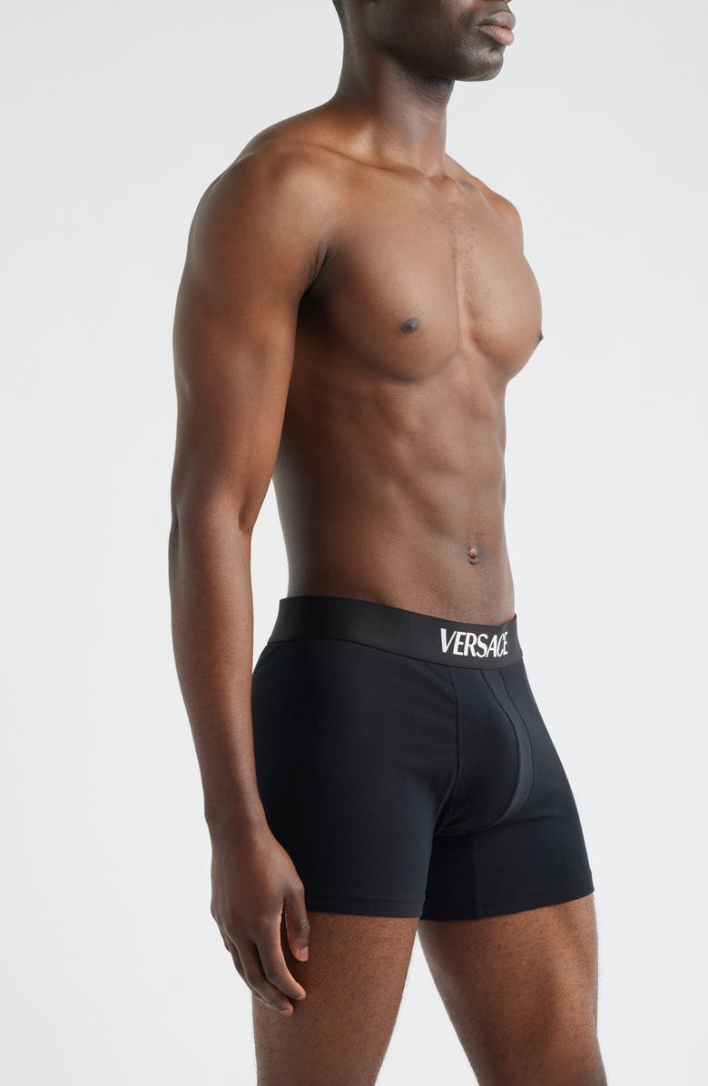 Versace Assorted 2-Pack Essential Logo Stretch Cotton Trunks, Alternate, color, White Black