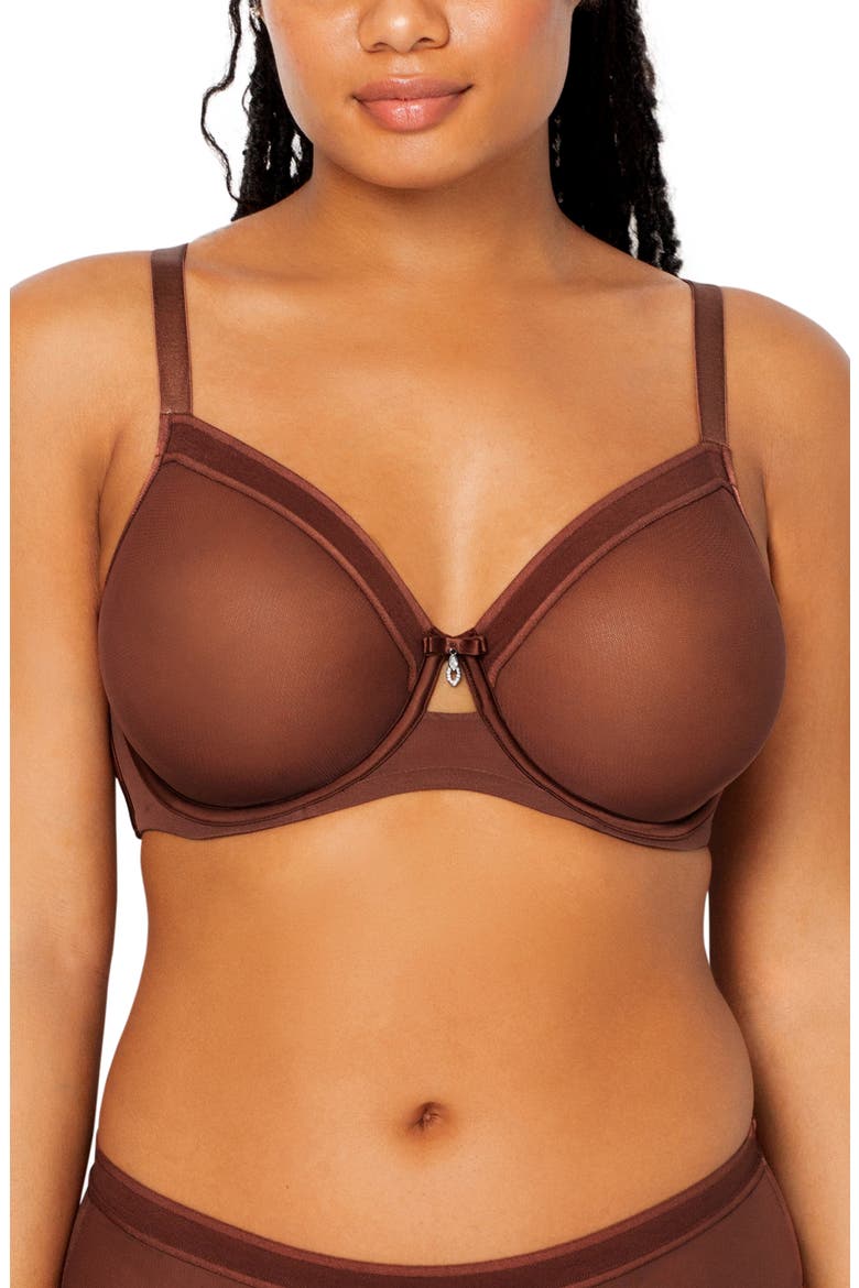 Sheer Mesh Underwire Unlined Bra, Main, color, CHOCOLATE
