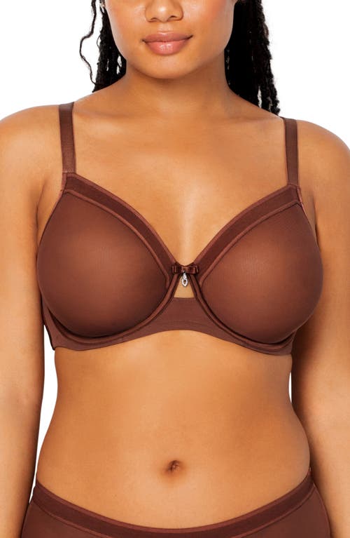 Curvy Couture Full Figure Mesh Underwire Bra in Chocolate at Nordstrom, Size 44Ddd