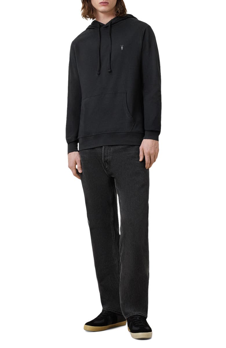 AllSaints Brace Brushed Cotton Hoodie, Alternate, color, Jet Black
