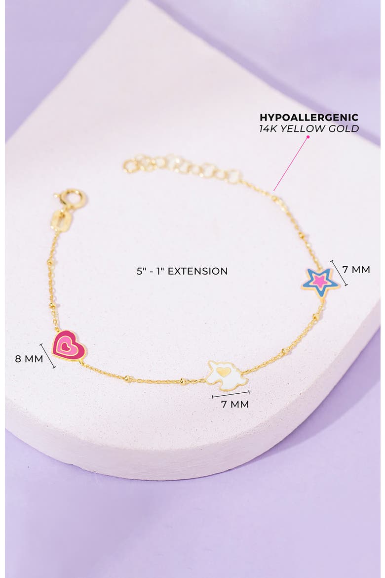 14k Enamel Unicorn Power Bracelet, Alternate, color, Multi-Color