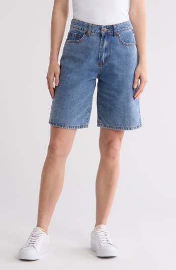 【HI FI FNK】Boldy Bermuda Denim Sky High Farm Workwear Mindblown Unisex Print Denim Shorts