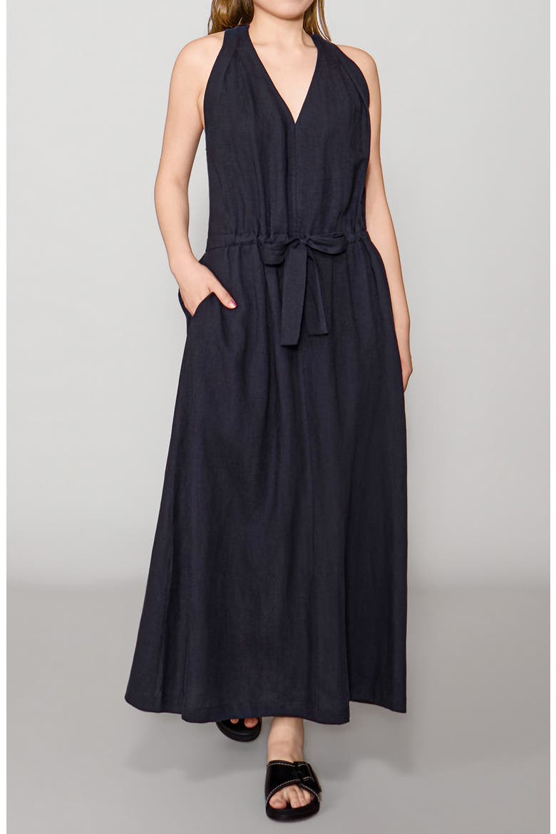 Racerback Halter Maxi Dress, Main, color, DARK NAVY