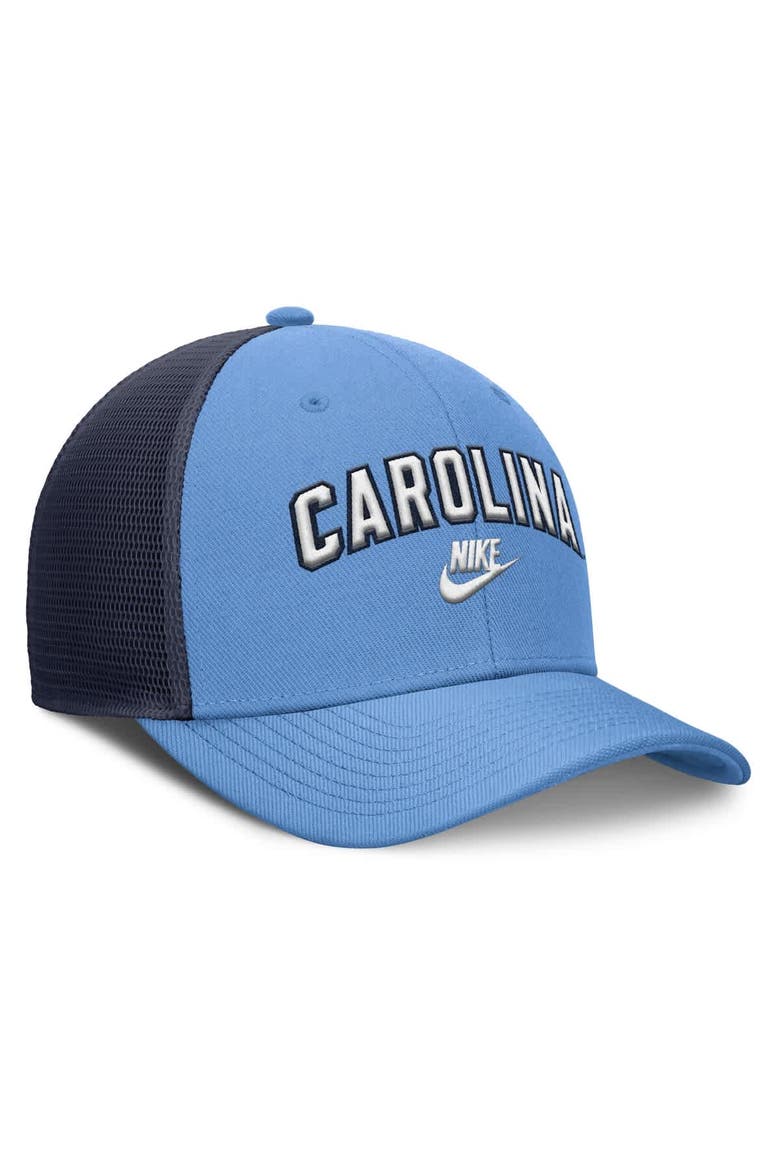 Men's Nike Carolina Blue/Navy North Carolina Tar Heels Legacy Arch Rise Performance Trucker Adjustable Hat, Alternate, color, Light Blue