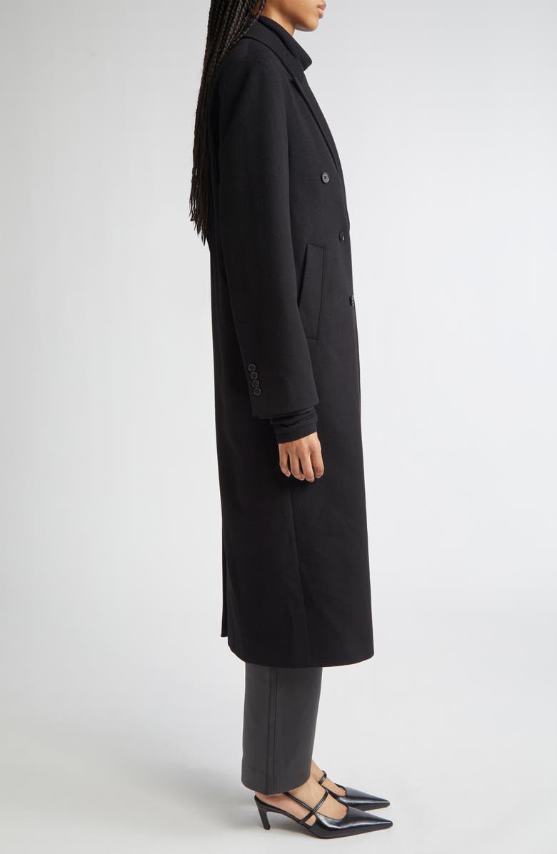 LOULOU DE SAISON Rosco Double Breasted Wool & Cashmere Coat, Alternate, color, Black