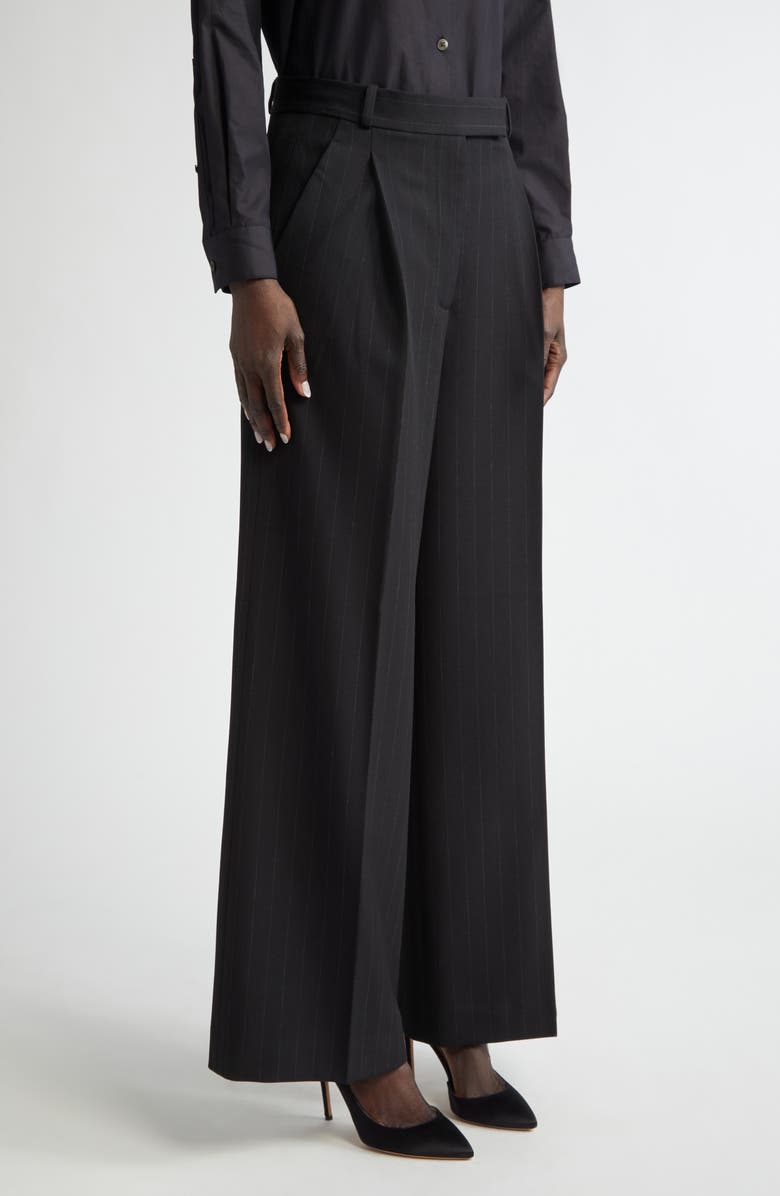 ST. JOHN Pinstripe Luxe Suiting Wide Leg Pants, Alternate, color, 