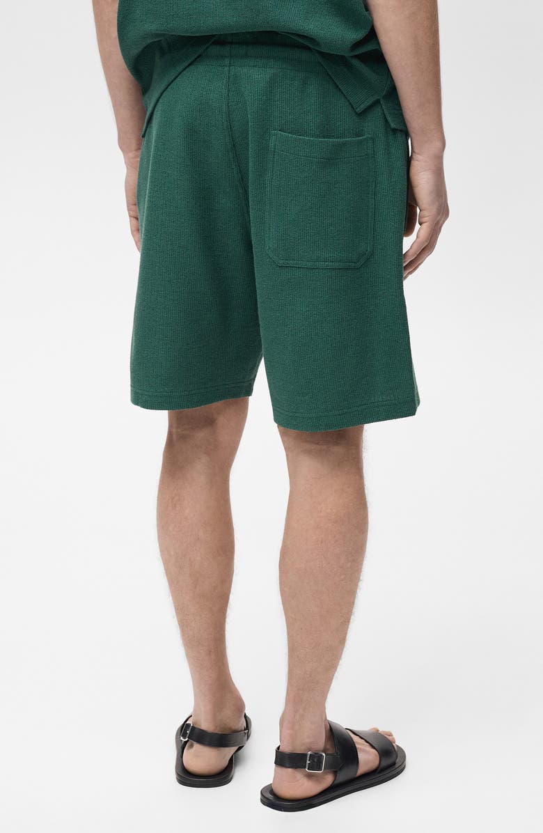 MANGO Textured Cotton Bermuda Shorts, Alternate, color, Green