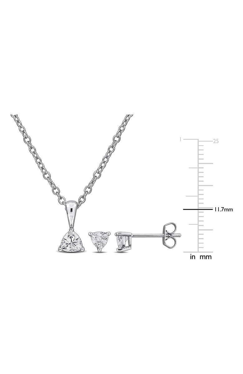 DELMAR Trillion Cut Cubic Zirconia Stud Earrings & Pendant Necklace Set, Alternate, color, White