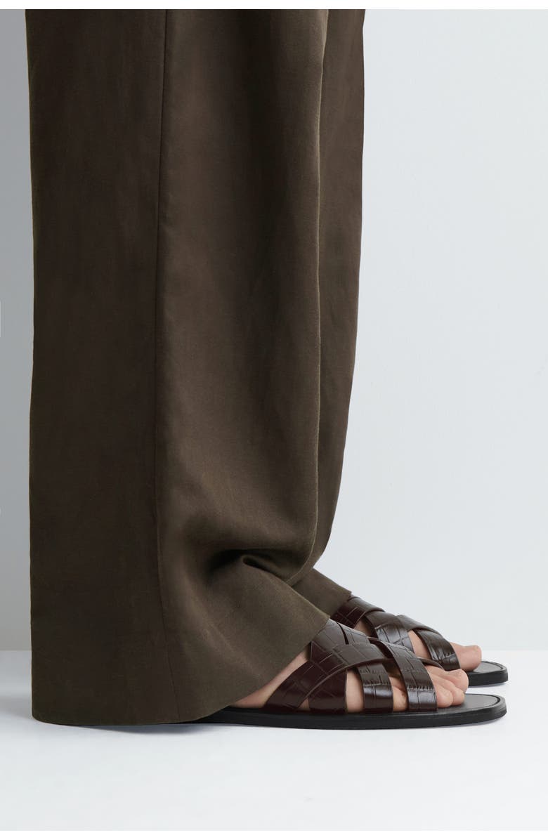 COS Woven Leather Sandals, Alternate, color, Brown / Croc Effect