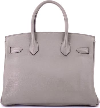 Birkin Handbag Grey Novillo with Gold Hardware 30