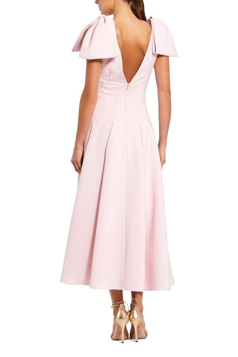 Crepe A Line Midi Dress With Bow Straps, Alternate, color, Blush