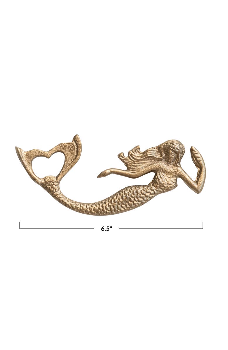 Storied Home Metal Mermaid Shaped Bottle Opener, Antique Gold Finish, Alternate, color,