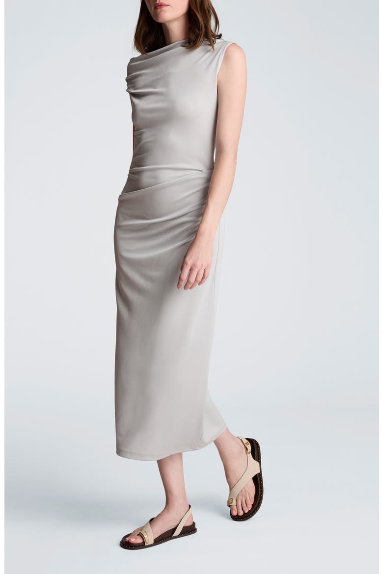 Ruched One-Shuolder Maxi Dress, Alternate, color, STONE GREY