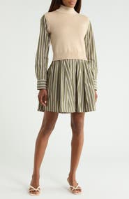 Derek Lam 10 Crosby Cressida Mixed Media Dress