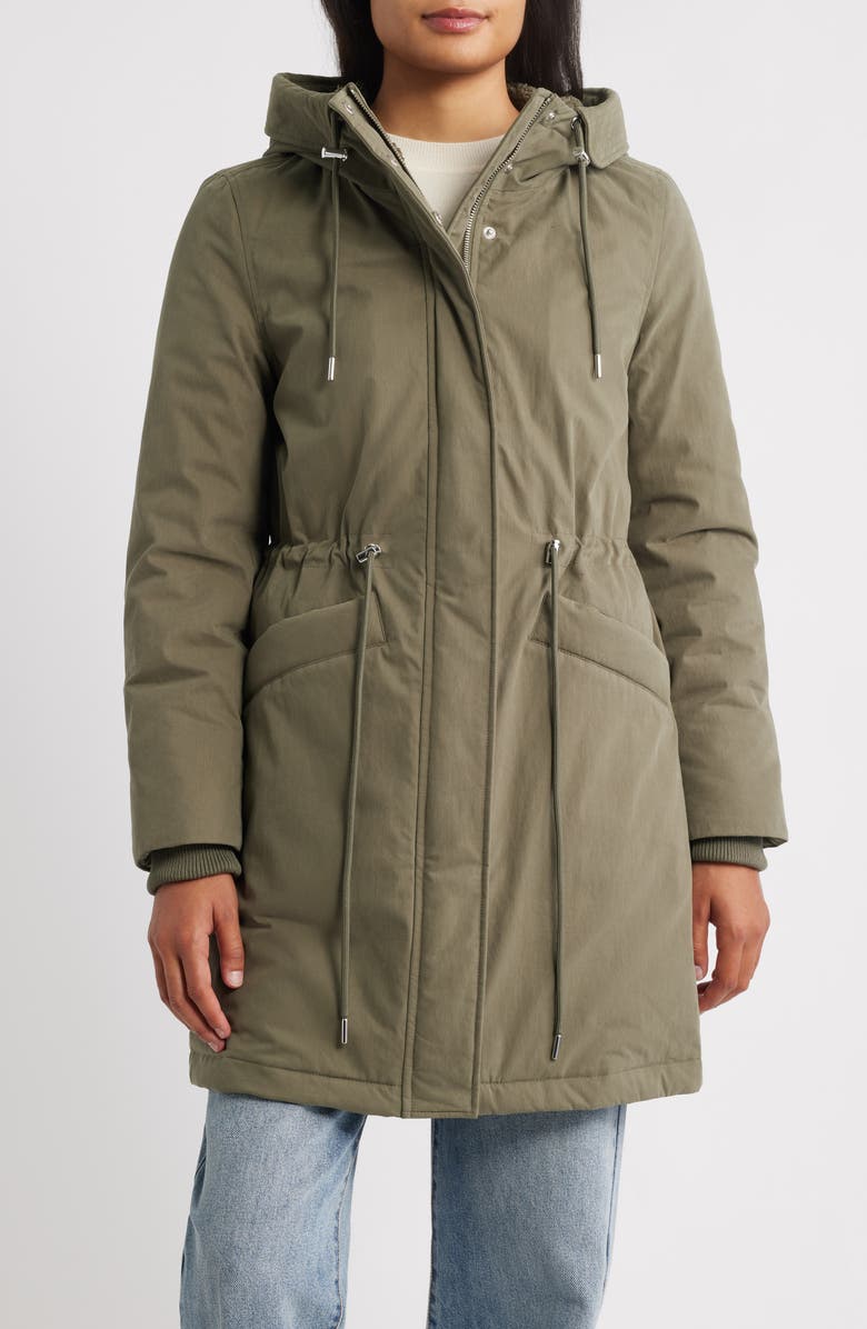 Sam Edelman Faux Shearling Lined Anorak, Main, color, Loden