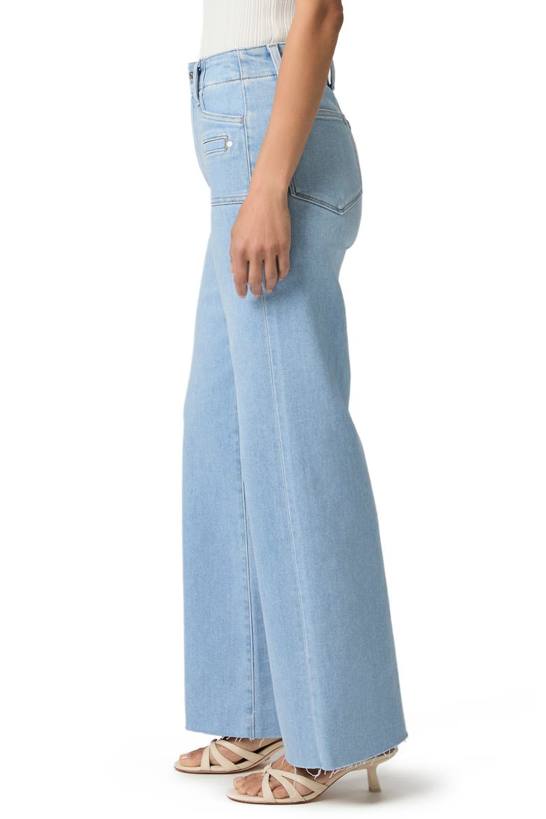 Anessa Raw Hem Welt Pocket High Waist Wide Leg Jeans, Alternate, color, UPSTREAM