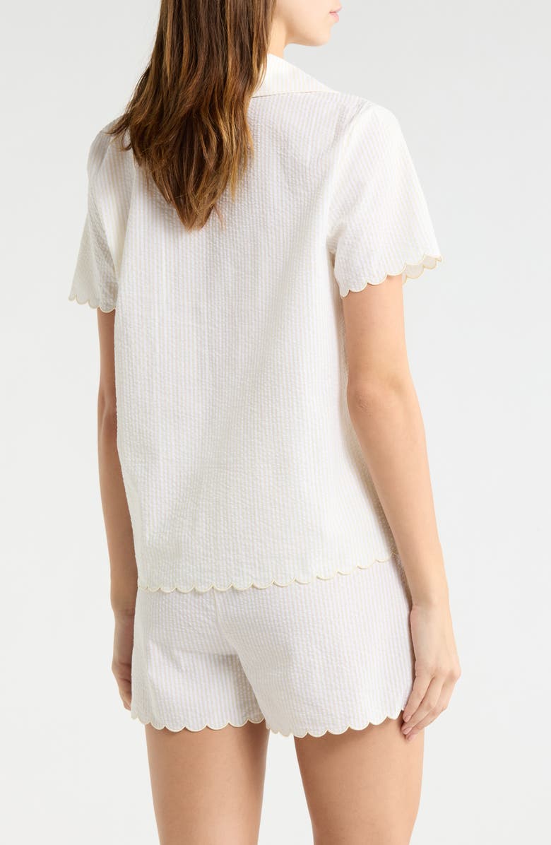 French Connection Stripe Scallop Edge Cotton Short Pajamas, Alternate, color, Lemon/ White Stripe
