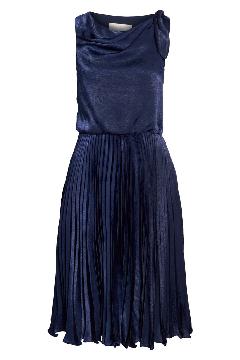 Bethany Shimmer Satin Dress, Alternate, color, NAVY