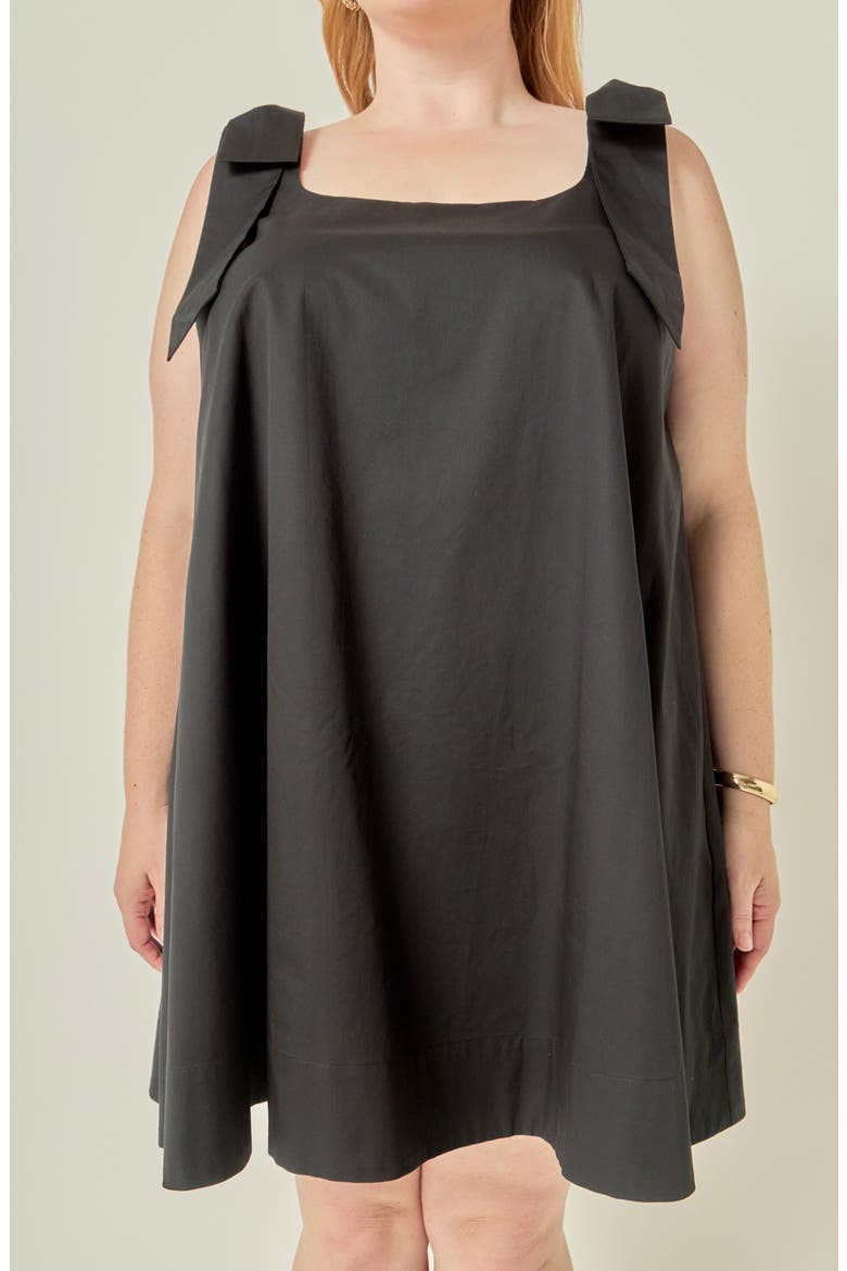 Bow Shoulder Sleeveless Minidress, Alternate, color, BLACK