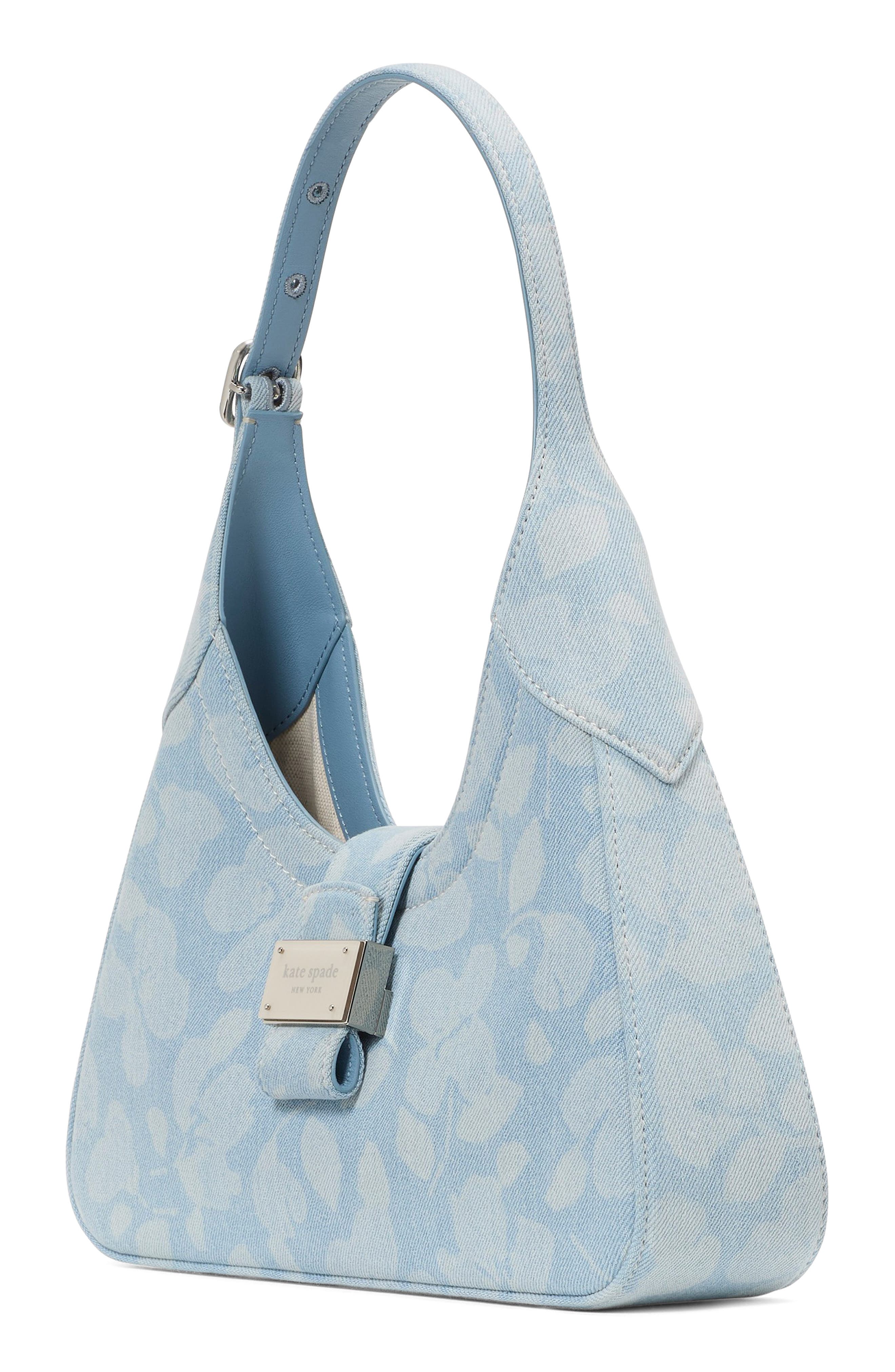 Kate Spade New York small noveau printed denim shoulder bag, Alternate, color, 