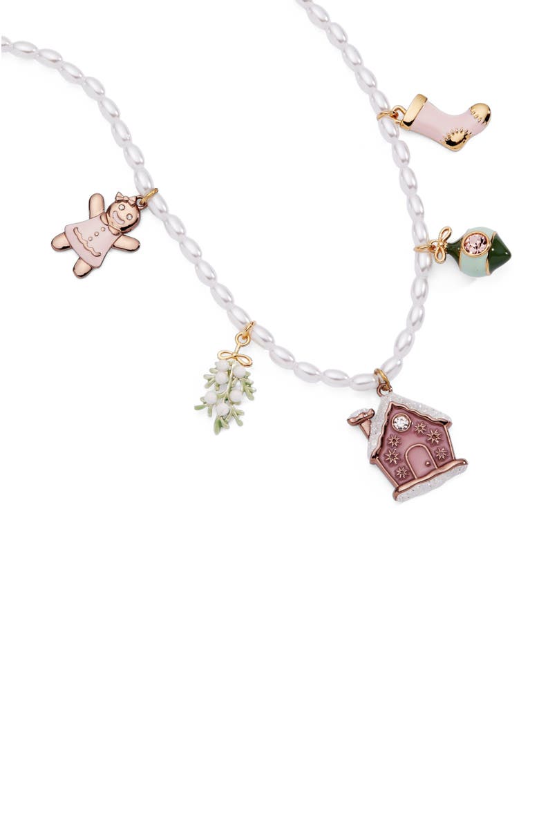 Alex and Ani Pink Christmas Beaded Charm Necklace, Alternate, color, Gold