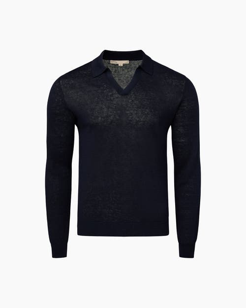 Onia Linen Sweater Long Sleeve Johnny Polo In Deep Navy