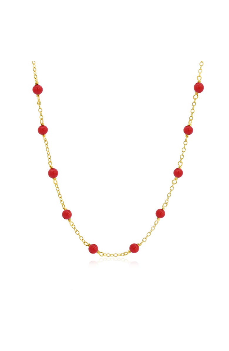 The Lovery Fine Jewelry Coral Bead Chain Necklace, Main, color, Coral