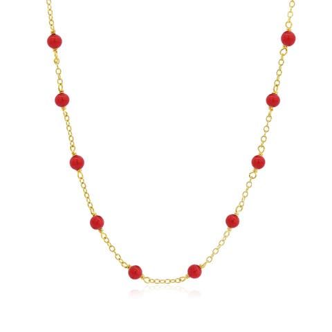 Coral Bead Chain Necklace