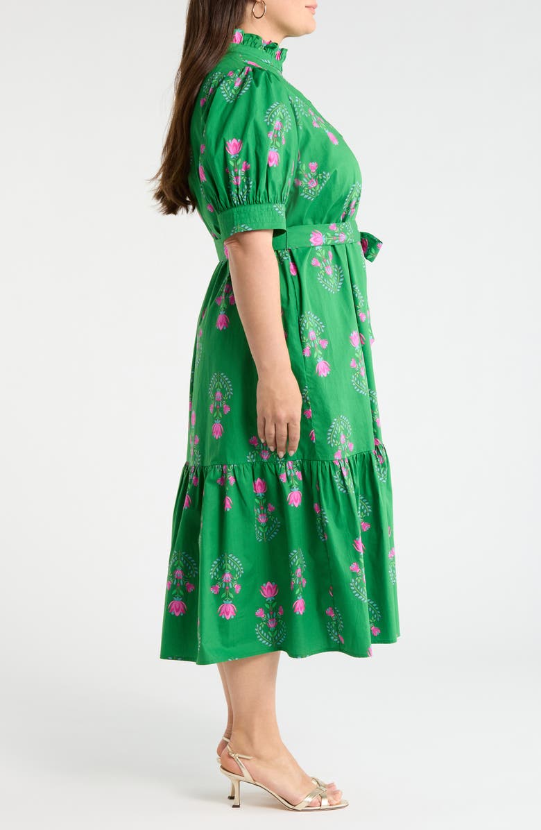 SUGARLIPS Floral Giles Shirtdress, Alternate, color, Green/ Pink