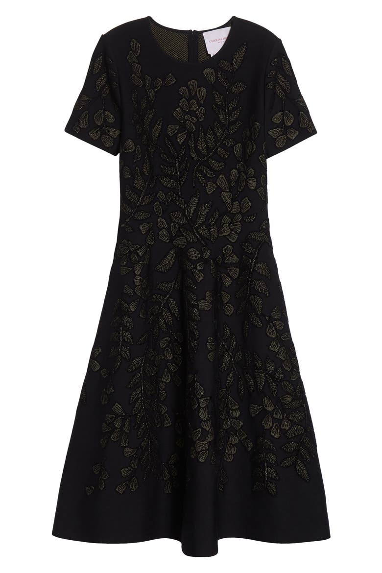 Metallic Floral Jacquard Cocktail Dress, Alternate, color, BLACK/ GOLD