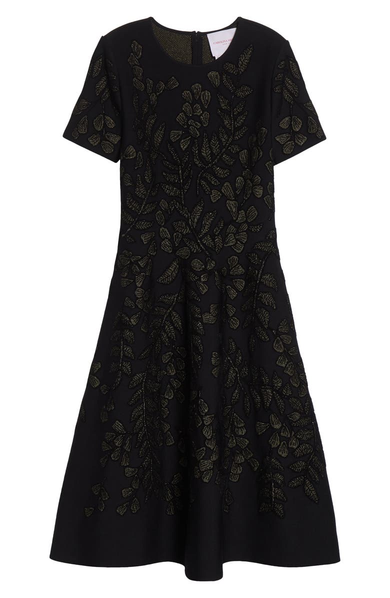 Carolina Herrera Metallic Floral Jacquard Cocktail Dress, Alternate, color, Black/ Gold